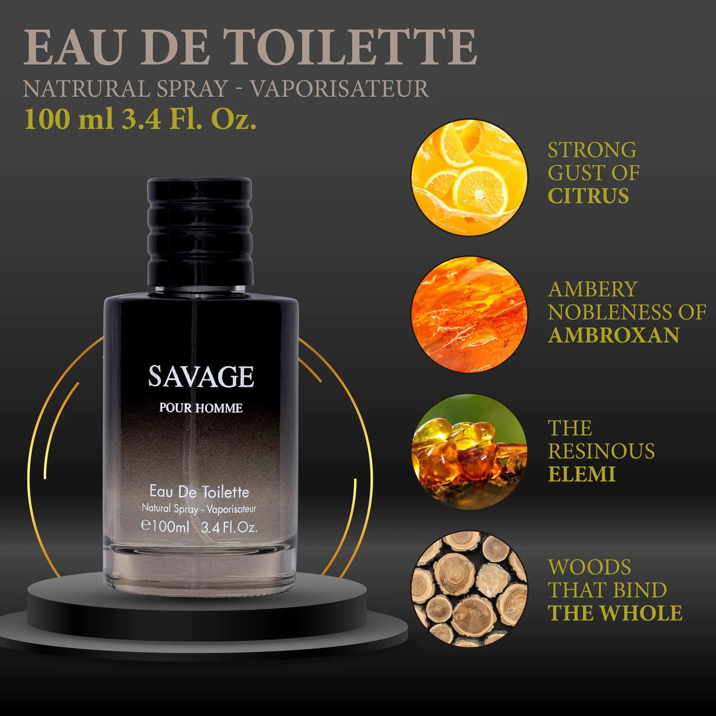 Savage for Men 3.4 Oz Men's Eau De Toilette Spray Refreshing & Warm Masculine Scent for Daily Use Men's Casual Cologne Includes NovoGlow Carrying Pouch Smell Fresh All Day A Gift for Any Occasion